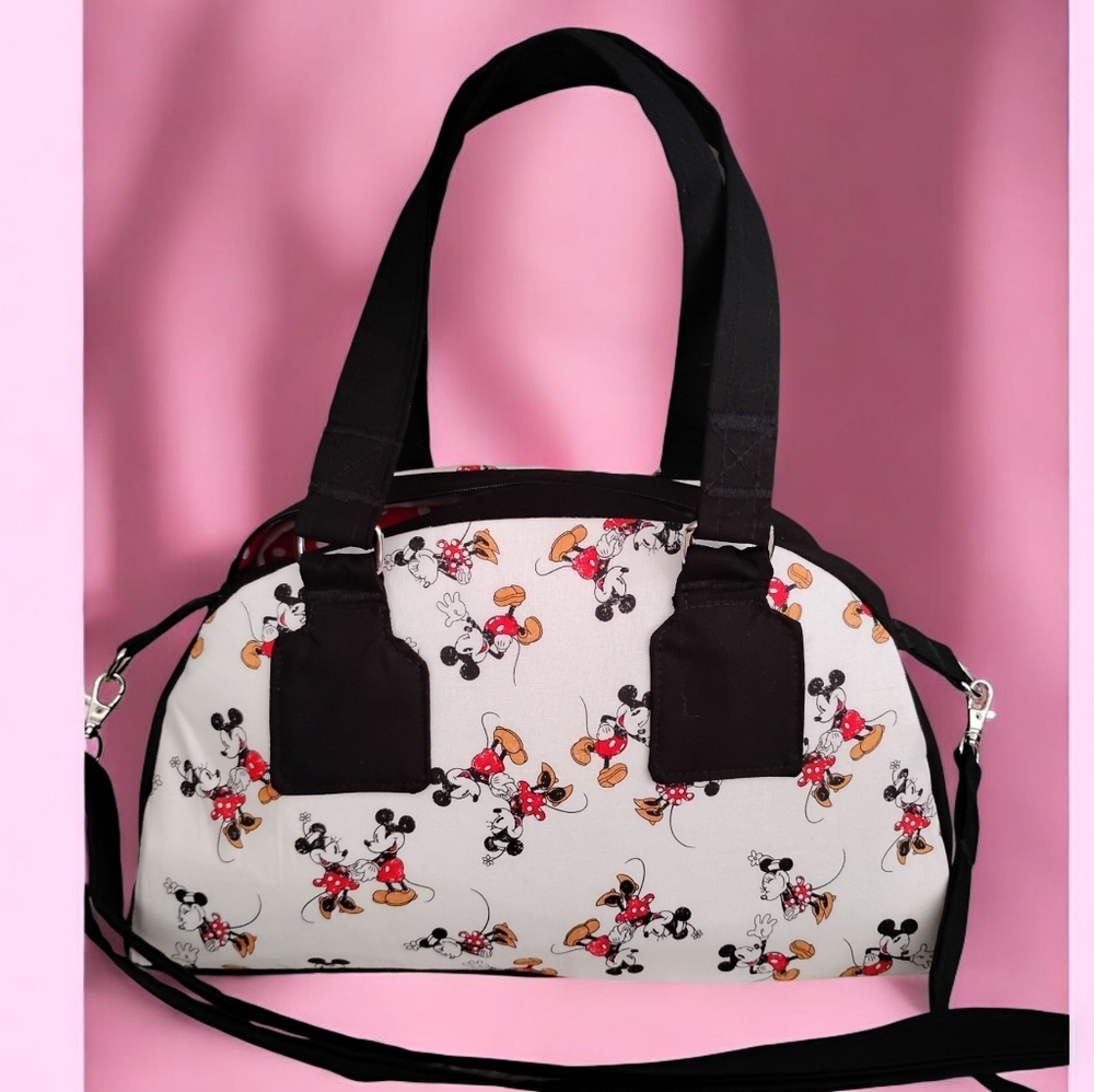 Unique Mickey And Minnie  Satchel With Crossbody Strap.
